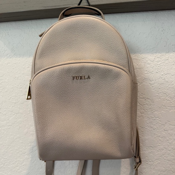 Furla Leather Backpack Cream Taupe Model Bag - Picture 1 of 13